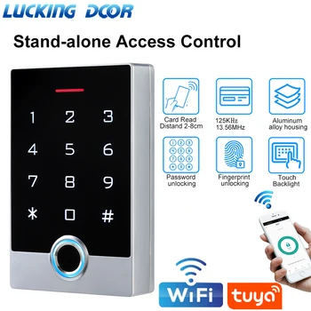 WiFi Tuya App Durvju Piekļuves Kontroles Sistēmu, NFC IC RFID Karšu Lasītājs Metāla Gadījumā, pirkstu Nospiedumu Piekļuves Kontroles Tastatūru Wifi Remote Unlock