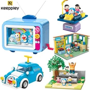 Keeppley Anime Raksturs Celtniecības Bloki Doraemon TV Istaba Laika Mašīna Puzzle Set Rotaļlietas, Bērnu Dzimšanas dienas Dāvanas, Dekorēšana