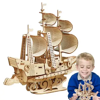 Laivu Būvkonstrukciju Komplekti Koka Kuģi Puzzle Modeļa Veidošanas Komplekts Izglītības Koka Bloku Puzzle Modeļu Veidošanas Komplektu Zēniem Un Meitenēm