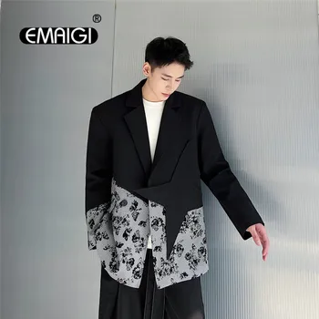 Vīriešu Streetwear Modes Skate Zaudēt Gadījuma Raibs Žakete, Uzvalka Veste Vīriešu Japānas Korejiešu Stila Mētelis Virsdrēbes Posmā Apģērbi