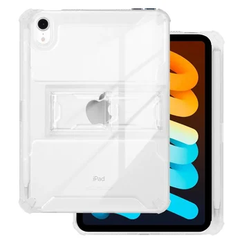 Mīksto TPU Tablete Lietā Par iPad Mini 6 6 Paaudzes 8.3 Collu 2021 Ar Zīmuļu Turētājs, Plastmasas Statīva Vāciņu