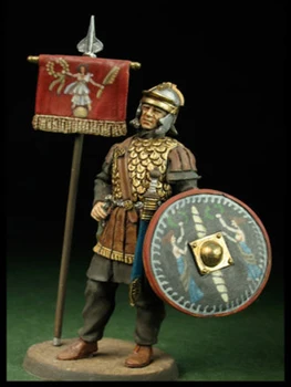 Jaunu Nesamontēti 1/32 54mm Romiešu karavīrs ar pamatni un vairogs 54mm Sveķu Komplekts DIY attēls Unpainted sveķu modelis