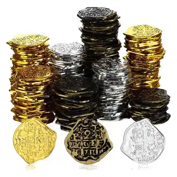 300 Gab. Plastmasas Zelta Monētas Pirātu Monētas Bērni Spēlē Monētas Pirātu Partijas Dārgumu Lāde Spēles Žetoniem, Rotaļlietas Cosplay