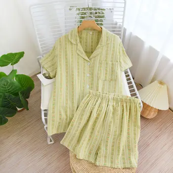 Sieviešu Tērps Sleepwear Jaunu korejiešu Vasaras Apģērbu Elegants Sieviešu Komplekti Mājas apstākļos, Nightie Tīras Kokvilnas Pidžamu Gulēt