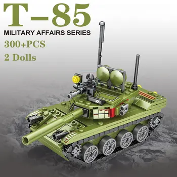 Militāro T-85 Galvenais Kaujas Tanks WW2 Armijas Karavīrs, Skaitļi Cilvēks Ieroci Modeli, Celtniecības Bloki, Bērnu Zēns Rotaļlietas, Dāvanu