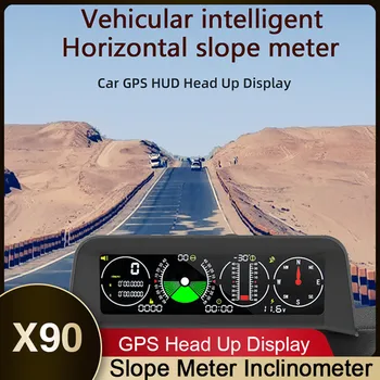 X90 GPS Trases Metru Inclinometer MPH, KM/H Head Up Displejs Auto Kompass HUD Platums Garums Augstums Digitālais Spidometrs