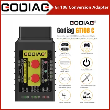 Godiag GT108 C Konfigurācijas Super OBDI-OBDII Konversijas Adapteris Automašīnām/Suv/Kravas/Traktori/Kalnrūpniecības Transportlīdzekļiem/Ģeneratori/Laivu