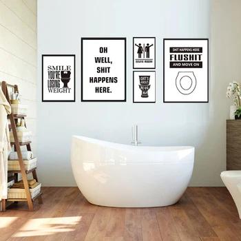 Smieklīgi Tualetes, Ņemiet vērā, Citātus, Plakātu&Izdrukas Mūsdienu Ateja Kanvas Glezna vannas moduļu Art Pictures Mājas sienas sienu Dekori
