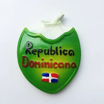 Ledusskapja magnēts kultūras šarmu Dominikānas kokosriekstu ūdens dekoratīvie ziņu uzlīmes, tūrisma suvenīri, sveķu amatniecības