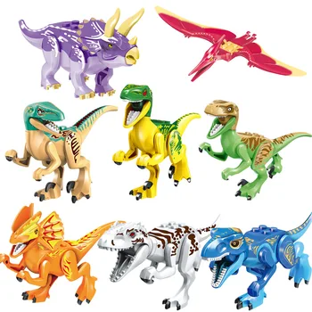 Bērniem Dinozauru Rotaļlietas Salikt Ķieģeļus Dinozauru Pasaule Maza Izmēra Bloku Rotaļlietas T-REX Celtniecības Bloku Skaitļi Modelis Bērniem Dāvanu