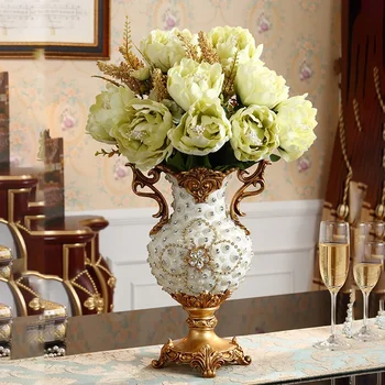 Eiropas Stila Luksusa Dimanta Galda Sveķu Vāze Figūriņas Mājas Interjera Dekorēšana Kuģiem, Mākslīgo Ziedu Kompozīcijas, Ornaments