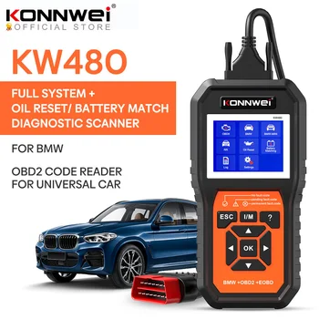 KONNWEI KW480 Obd2 Skeneris BMW Automašīnām Obd 2 ABS, drošības Spilvens VID Eļļas ATPŪTAS Pilnīgu Sistēmas Diagnostikas Rīks Match Baterijas E38 E46