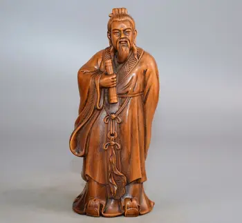 Ķīnas Boxwood Koka Griešanai Konfūcija Statuja Koka Skulptūru Mājas Dekoru Māksla
