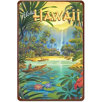 Pacifica Sala Mākslas 8x12in Vintage Havaju Skārda Zīme Aloha From Hawaii Lauku mājas Dekori Mājas Dekoru Plakātu Taisnstūra