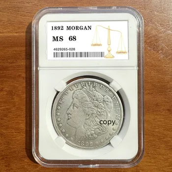 MUMS 1892 Morgan 1 Dolārs Vintage Coinning Par Kolektoru Piemiņas Displeja Turētāja Kopiju Monētas
