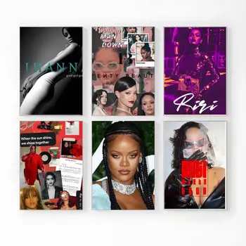 Dziedātāja R-Rihanna PLAKĀTU, PLAKĀTU, Plakātu, Retro Kraftpapīrs Drukāt Mūzikas Albumu, Plakātu, Retro Mājas Telpu Dekorēšana Estētiskā Art Sienas