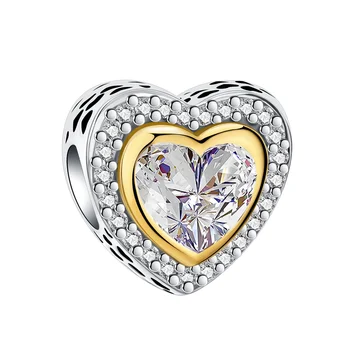 925 Sterling Sudraba Kulons Rose Golden Diamond Mīlestības Talismani Fit Original Pandora Aproce Šarmu Pērles Kaklarota Diy Sieviešu Rotaslietas
