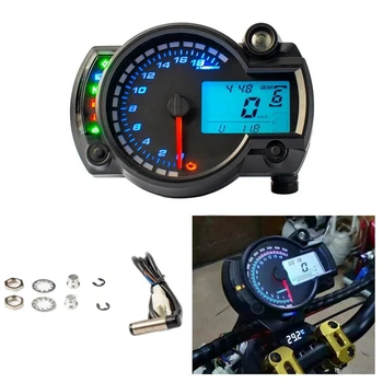 Universālā 7Colors LCD Ciparu Motociklu Odometra Spidometrs Metru Instrumentu, Regulējams, MAX 299KM/H