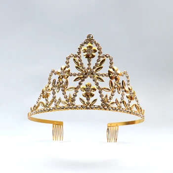 ZANLLOY 2022 Jaunu Zelta Pārklājumu Ziedu Līgavas Kāzu Tiara Crystal Crown Princess Birthday Tiara Kāzu Matu Aksesuāri
