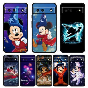 Disney Fantasia Mickey Triecienizturīgs Gadījumā Google Pikseļu 7 6 Pro 6.a 5 5a 4 4.a XL 5G Mīksta Silikona TPU Black Tālruņa Vāciņu Capa Core