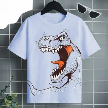T-Krekls Zēniem Lielgabarīta Kids 3d Dinozauru Tee Kreklu Karikatūra Īsām Piedurknēm Top Tee Vasaras Dzīvnieku Grafiskais Pulovers O-veida Kakla Tshirt