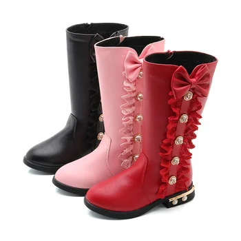 Bērnu Augstpapēžu Zābaki Rudens Ziemas 2024 Jauna Meitene Ilgi Boot Modes Princese Apavu Bērnu Apavu Meitene Boot Snow Boot