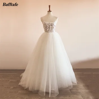 Bafftafe Līnijas, Mīksta Tilla Korejas Līgava Kāzu Kleitas 3D Ziedi Fāzēm Siksnas Kāzu Kleitas Grīdas Garums vestidos de novia 2024