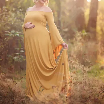 Tīrtoņa Krāsu Sexy Ilgi Grūtniecības Kleita Izlīdzināšanu Piedurknēm Sievietēm Maxi Kleita Fotogrāfija Aksesuārus Dzemdību Foto Kleita