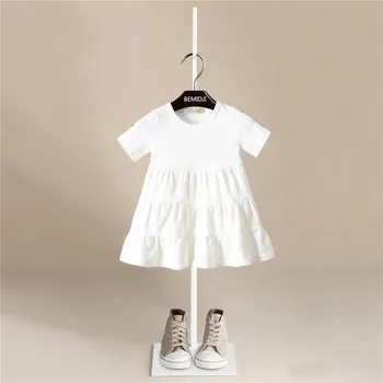 Zīmola Dizaina Baby Girl Dress Vasaras Kokvilnas Tops Ar Īsām Piedurknēm Kleita Modes Kleita Baby Meitene Karikatūra Topi Dressd Meiteņu Drēbes