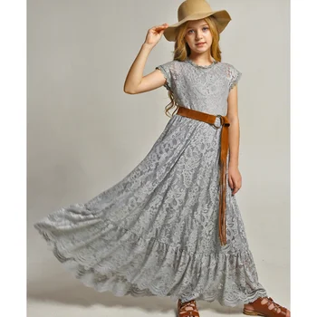 2023 Vasarā Jauni Bērnu apģērbi Mežģīņu Kāzu Kleita Ilgi Dobie ārā bez Piedurknēm, Apaļu Kakla Modes Stila Kleita