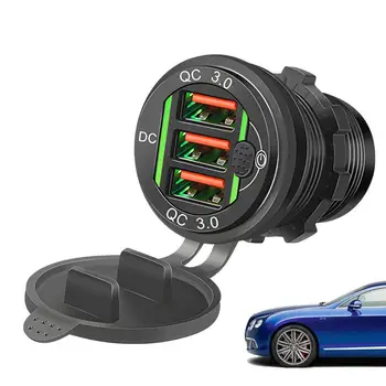 Automašīnas Tālruņa Lādētāju, Portatīvā 3-Porti QC3.0 USB Adaptera palīdzību Ar Slēdzi Ātras Uzlādes Spraudnis Planšetdatoru, GPS, mobilā Tālruņa Un Citu