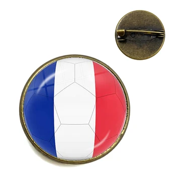 Francijas Futbola Komandas Emblēma Broša Francija Karoga un Futbola Logo Eiropas Futbola Fani Stikla Cabochon Apkakles Adatas, Rotaslietas, Dāvanu