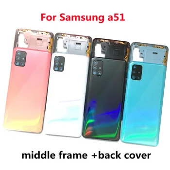 Samsung Galaxy A51 A515 A515F A515FN A515X Mājokļu Vidū, Rāmi, vāku Akumulatoru Atpakaļ Aizmugurējais Kameras Objektīvs Logo
