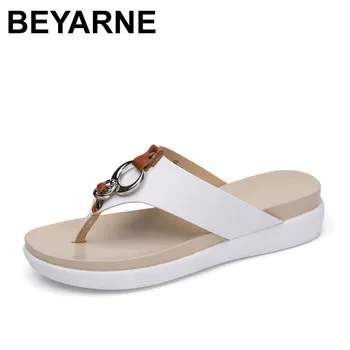 BEYARNE Sandales Sieviešu ķīlis Kurpes Paslīdēt uz Ādas platformas sandales Dāmas papēža slaidu sieviešu Tupele sandales vasaras kurpes