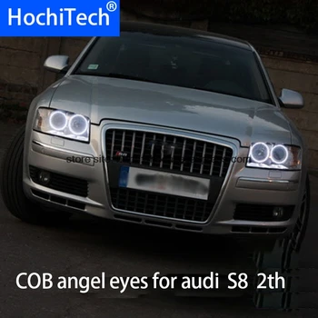 Audi S8 Otrās paaudzes 2002. - 2009. gads COB Led dienas Gaismas Balta Halo Cob Led Angel Eyes Gredzenu Bez Kļūdām Ultra bright