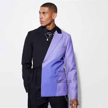 Jaunākās Dizaina Modes Raibs Stilu Vīriešu Uzvalki Līgavainis Tuxedos Kāzu Balli Bleizeri Hombre Apģērbs 2 Gabali Komplekti, Kostīmu Homme