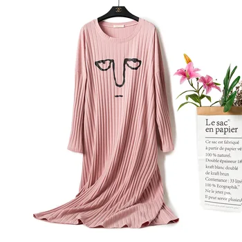 Lielajam Ilgi Nightgowns Sieviešu Kokvilnas Nakts Kleita Cute Karikatūra Gadījuma Ir Liela Izmēra Mājas Kleita Nakts Krekls Zaudēt Sleepwear Naktsveļu