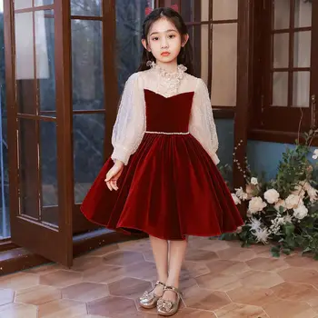 Jauna Vakara Kleita Meitenēm Princese Kleita Bērni Uzņēmēja Komplekts Kāzu Maza Meitene Efektīvā Kleita Rudens Stils