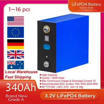 340AH 3.2 V LiFePO4 Baterijas 4/8/16/32/48PCS Pavisam Jauna Kategorija DIY 12V 24V 48 V Litija Dzelzs Fosfāta akumulatoru