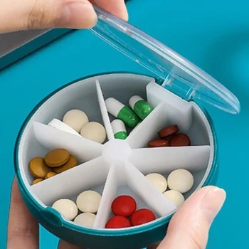 Mājas Mini Pill Box Nedēļas Medicīna Pill Box Apaļas Tabletes Lodziņā Gadījumā Sadalītāja Pill Organizer Portatīvo Ceļojumu 7Day Tableti Tvertnes Gadījumā