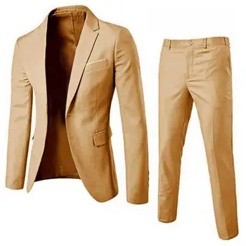 1 Iestatiet Populārs Biznesa Uzvalks Vienkrāsainu Ikdienas Valkāšanai Pret Deformāciju Atloks Oficiālu Līgavainis Uzvalku Komplekts