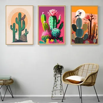 Pop Art Meksika Augu Kaktusu Gleznas, Istabas Dekori Sienas, Attēlus Plakātu Izdrukas Par Dzīves Audekla Printings Mūsdienu Mājas Apdare
